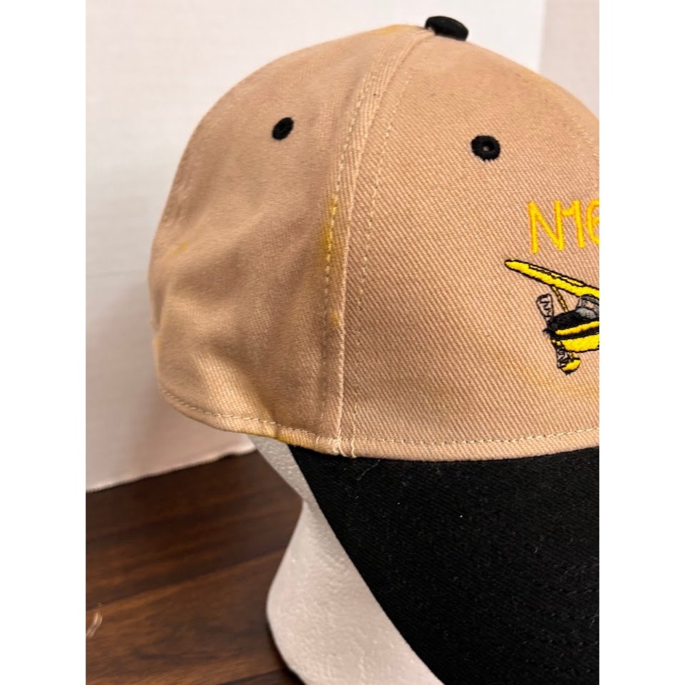 Otto Aviation Airplane N1636Q Embroidered Hat Tan Black Adjustable Cap - Picture 3 of 5